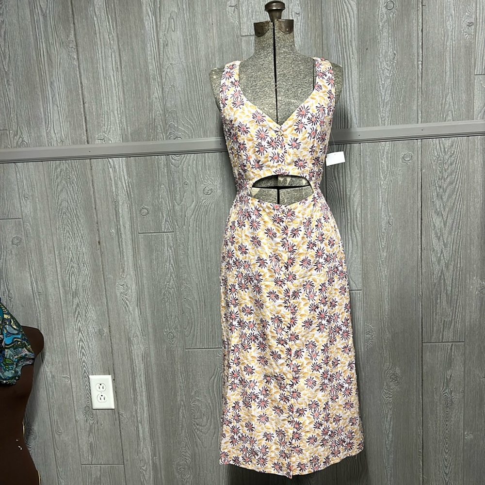 Joie Midi Dress Paige Gray Lilac Multi Print Size Small NWT - Picture 2 of 6